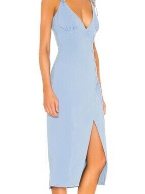 Camila Coelho Revolve Aaliyah Midi Dress, Size S, Baby Blue, excellent condition